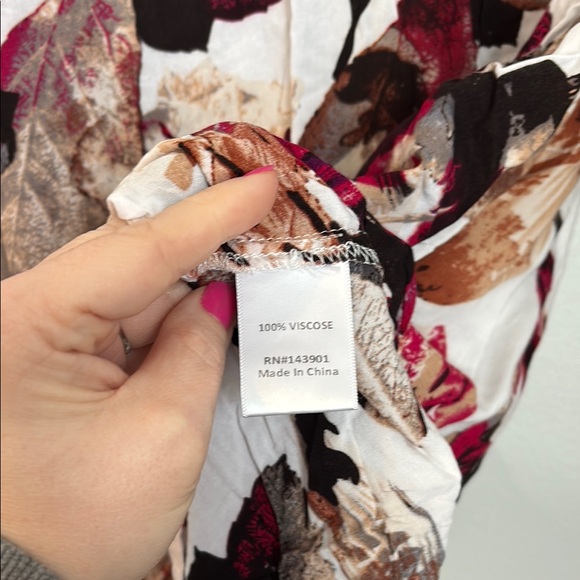 Coco + Carmen Red Brown Sheath Floral Long Sleeve Dress size L/XL - Picture 6 of 8